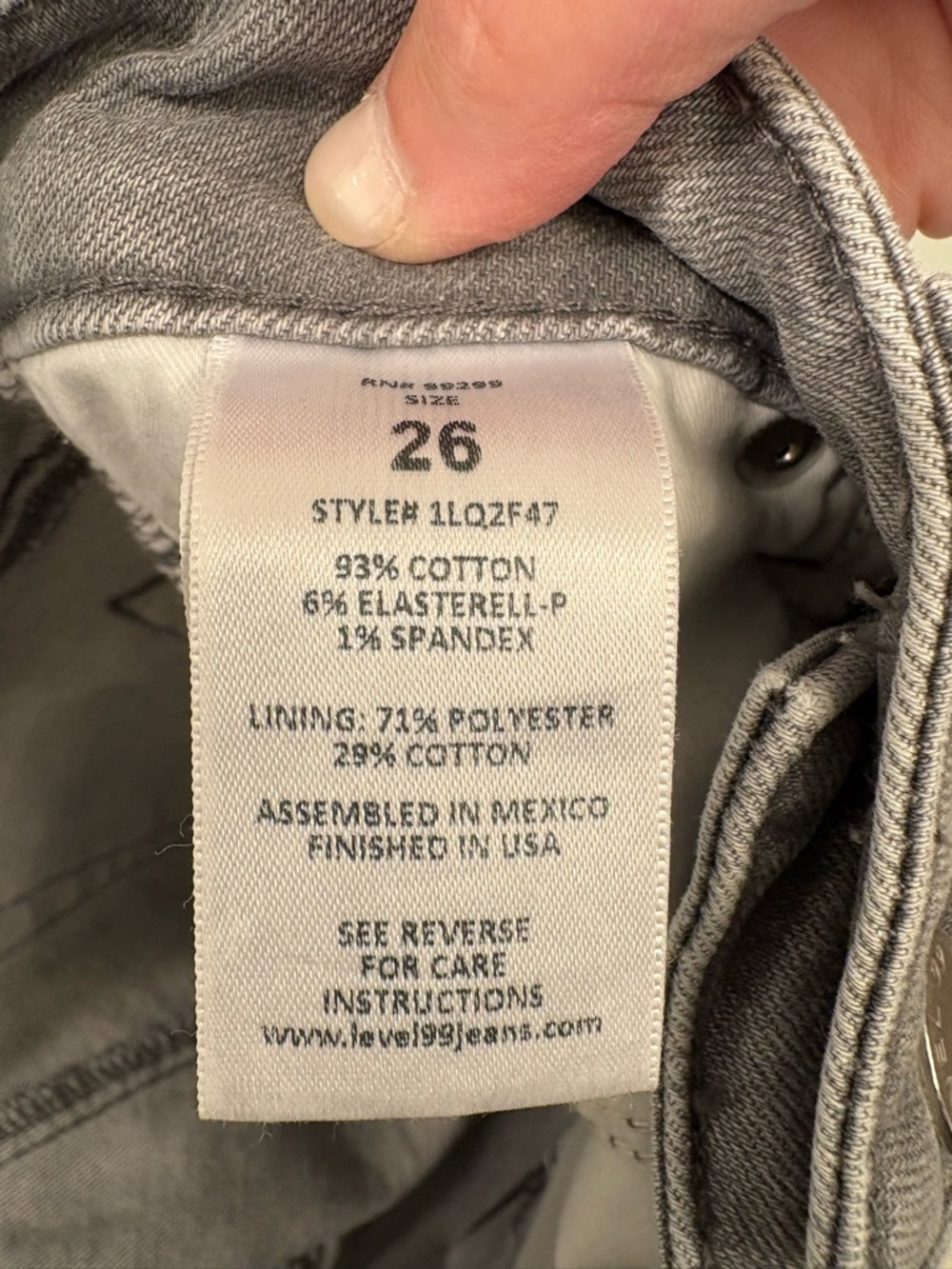 Level 99 Grey Faded Distressed Skinny Ankle Button Fly Jeans Size 26 - Picture 9 of 9